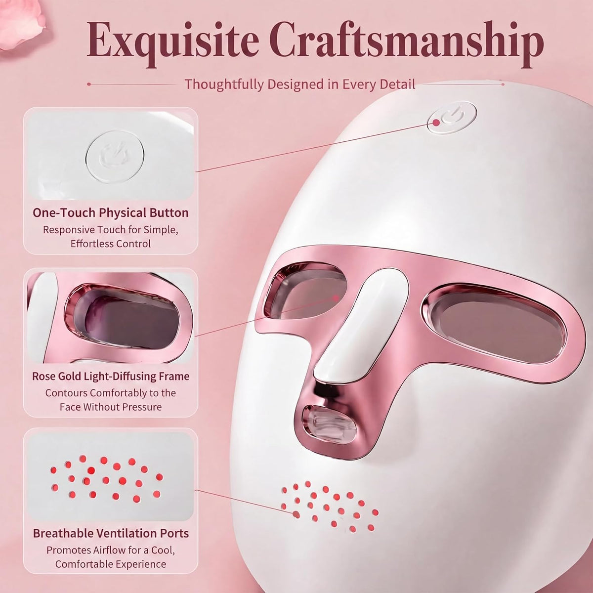 Red Light Therapy for Face, 7 Colors LED Face Mask Rechargeable