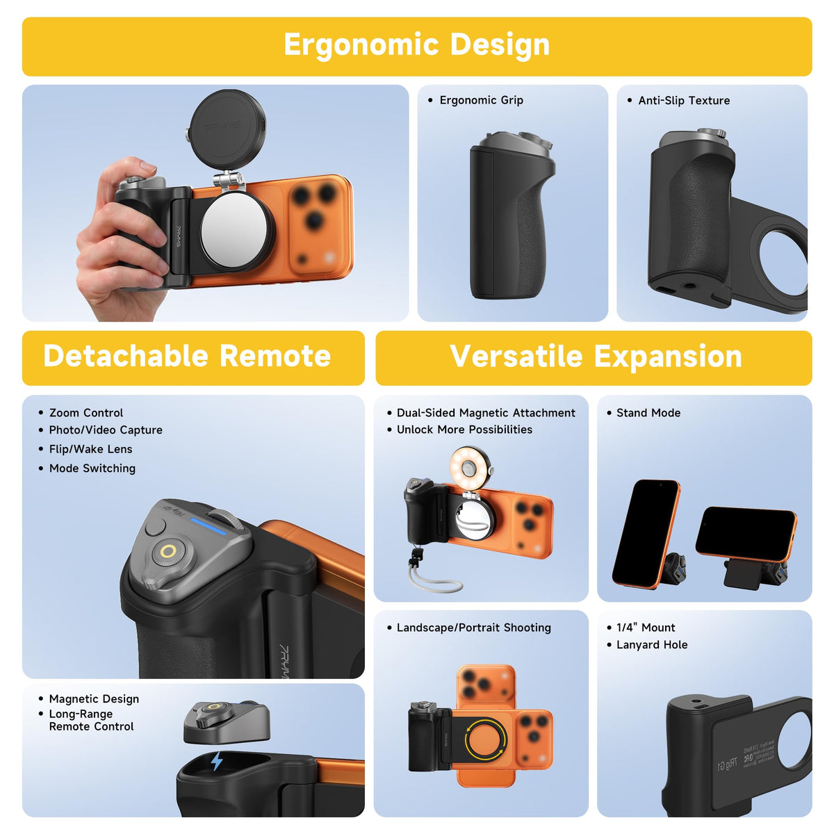 7RYMS 7RIG G1 Magnetic Phone Camera Grip for iPhone Android-Wireless Remote