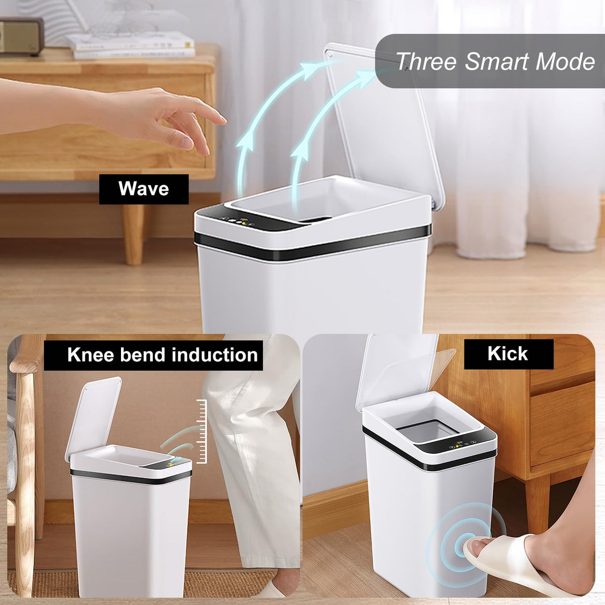 Touchless Bathroom Trash Can - 2.5 Gallon Smart Trash Can Sensor Motion