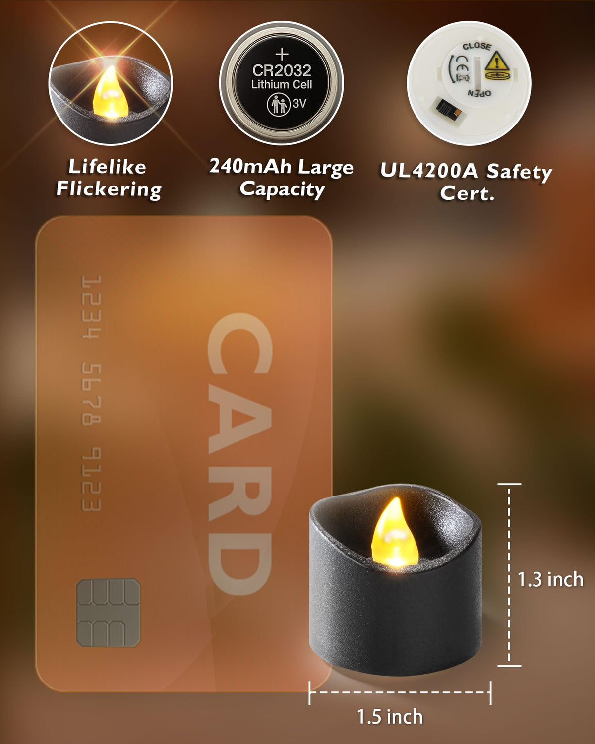 Homemory 24-Pack Purple Flameless Battery Tea Light Candles, 200+ Hours