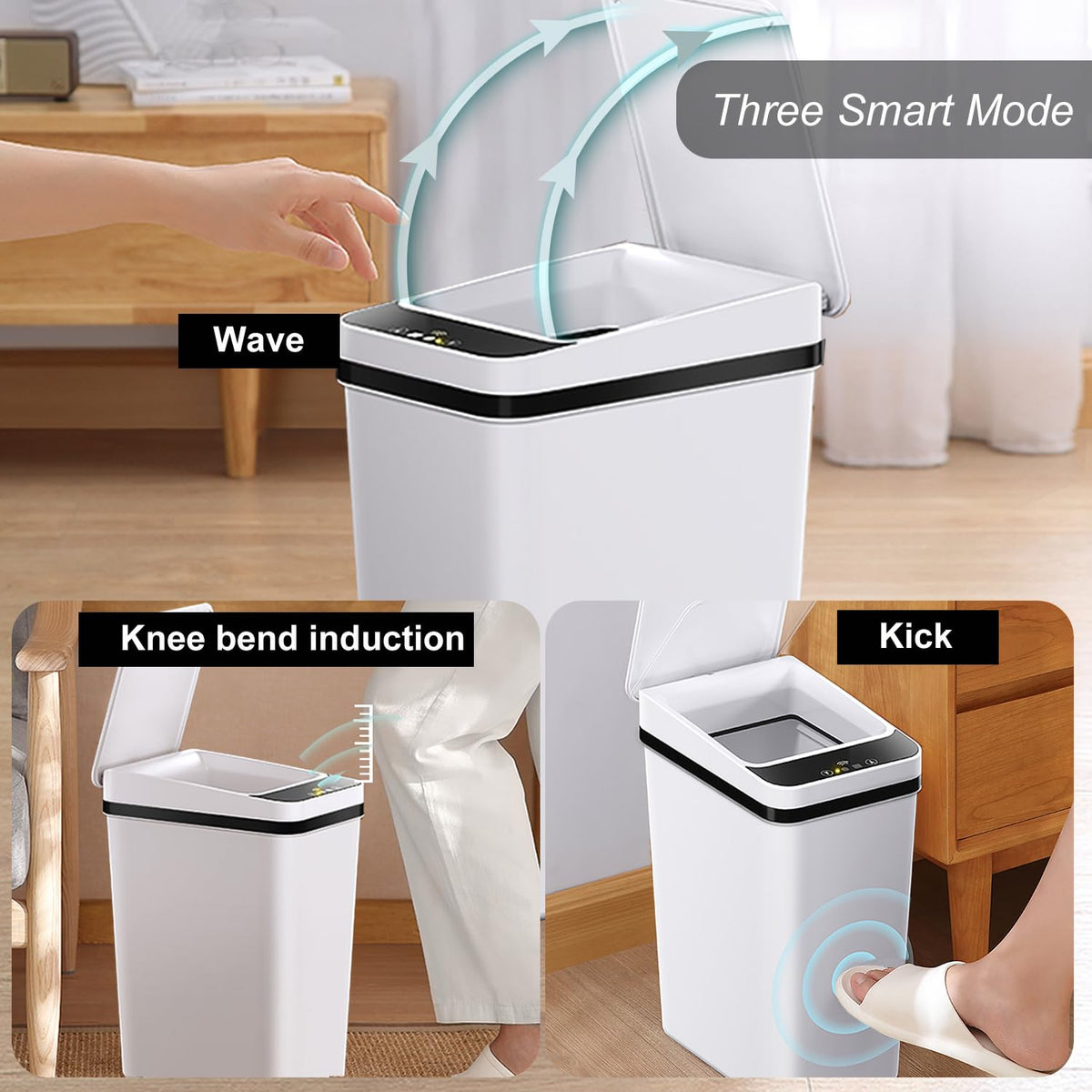 Touchless Bathroom Trash Can - 2.5 Gallon Smart Trash Can Sensor Motion