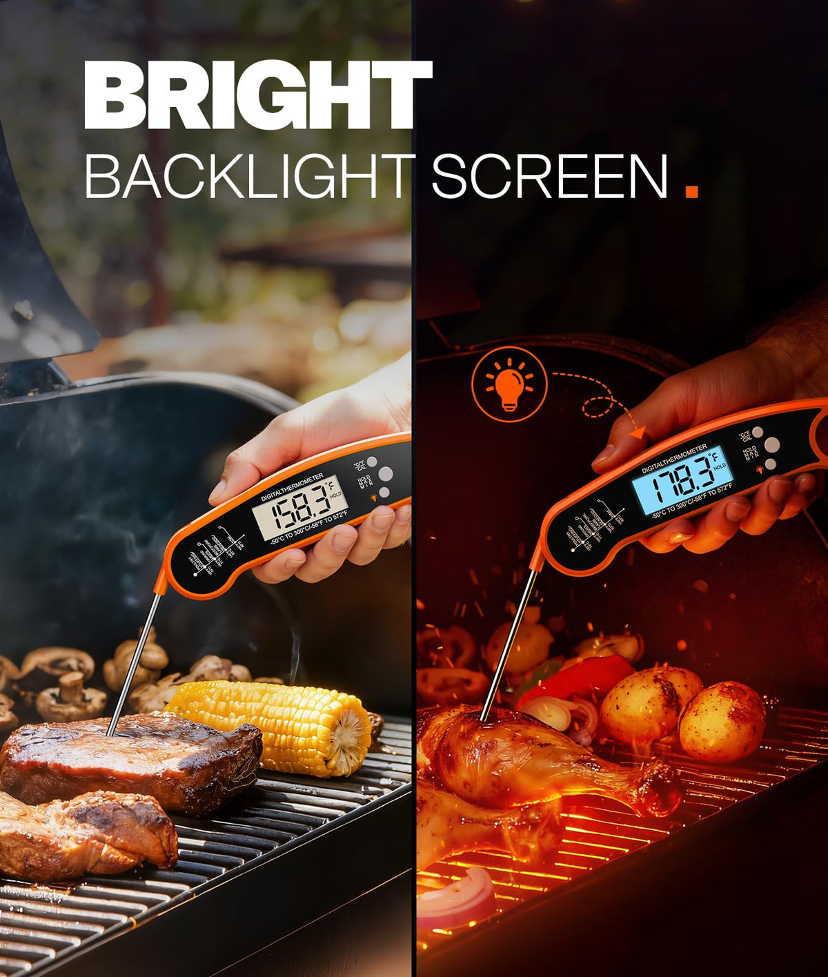 Meat Thermometer Digital, 1-2 Sec Instant Read, Grilling, Cooking, Food