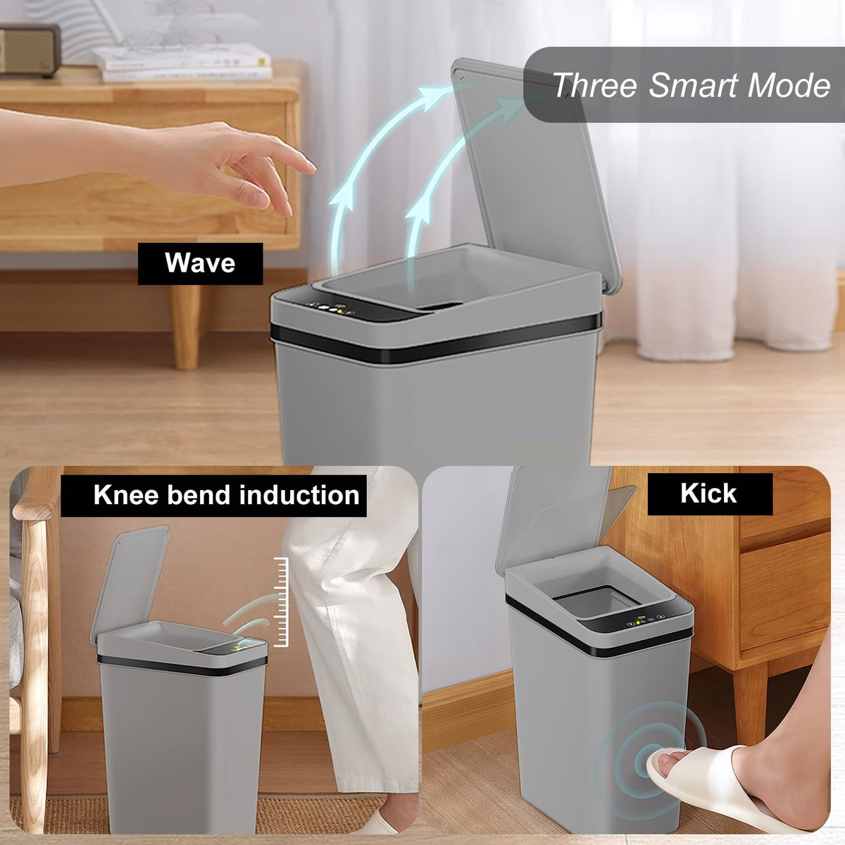 Touchless Bathroom Trash Can - 2.5 Gallon Smart Trash Can Sensor Motion