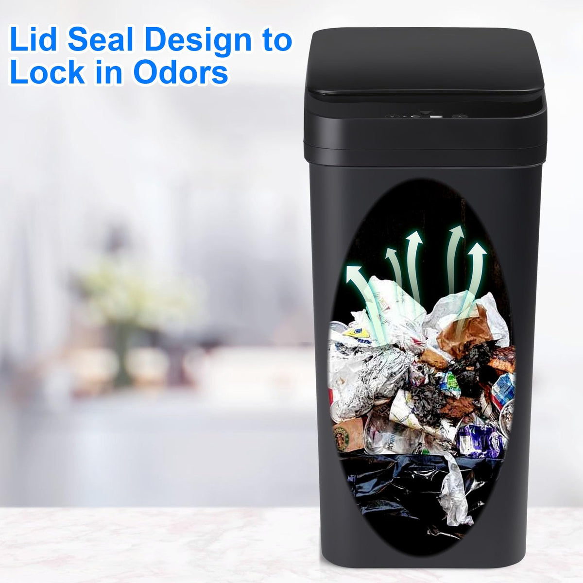 Anborry Bathroom Smart Touchless Trash Can 2.2 Gallon Automatic Motion Sensor Rubbish Can with Lid Electric Narrow Small Garbage Bin for Kitchen, Office, Living Room, Toilet, Bedroom, RV