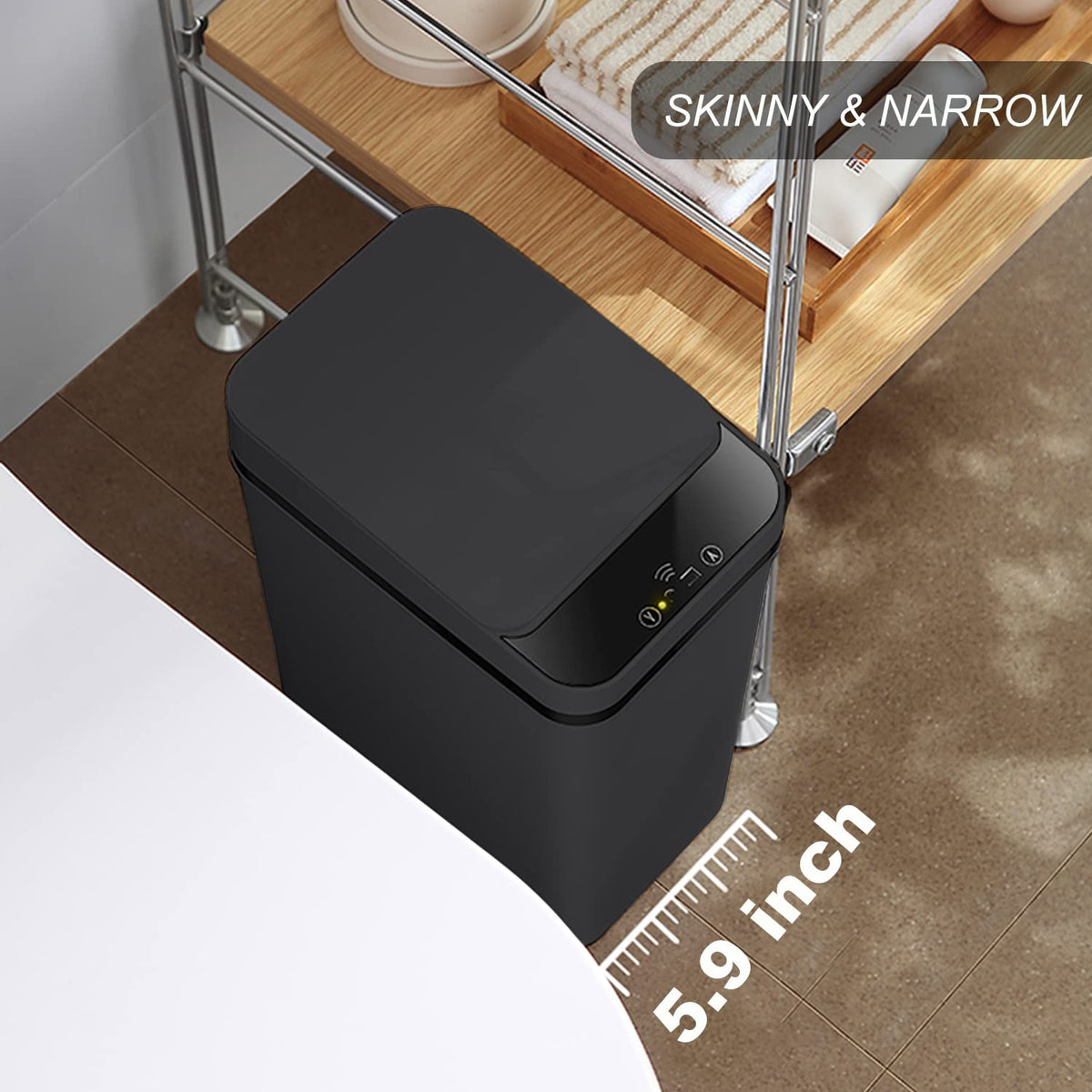 Touchless Bathroom Trash Can - 2.5 Gallon Smart Trash Can Sensor Motion