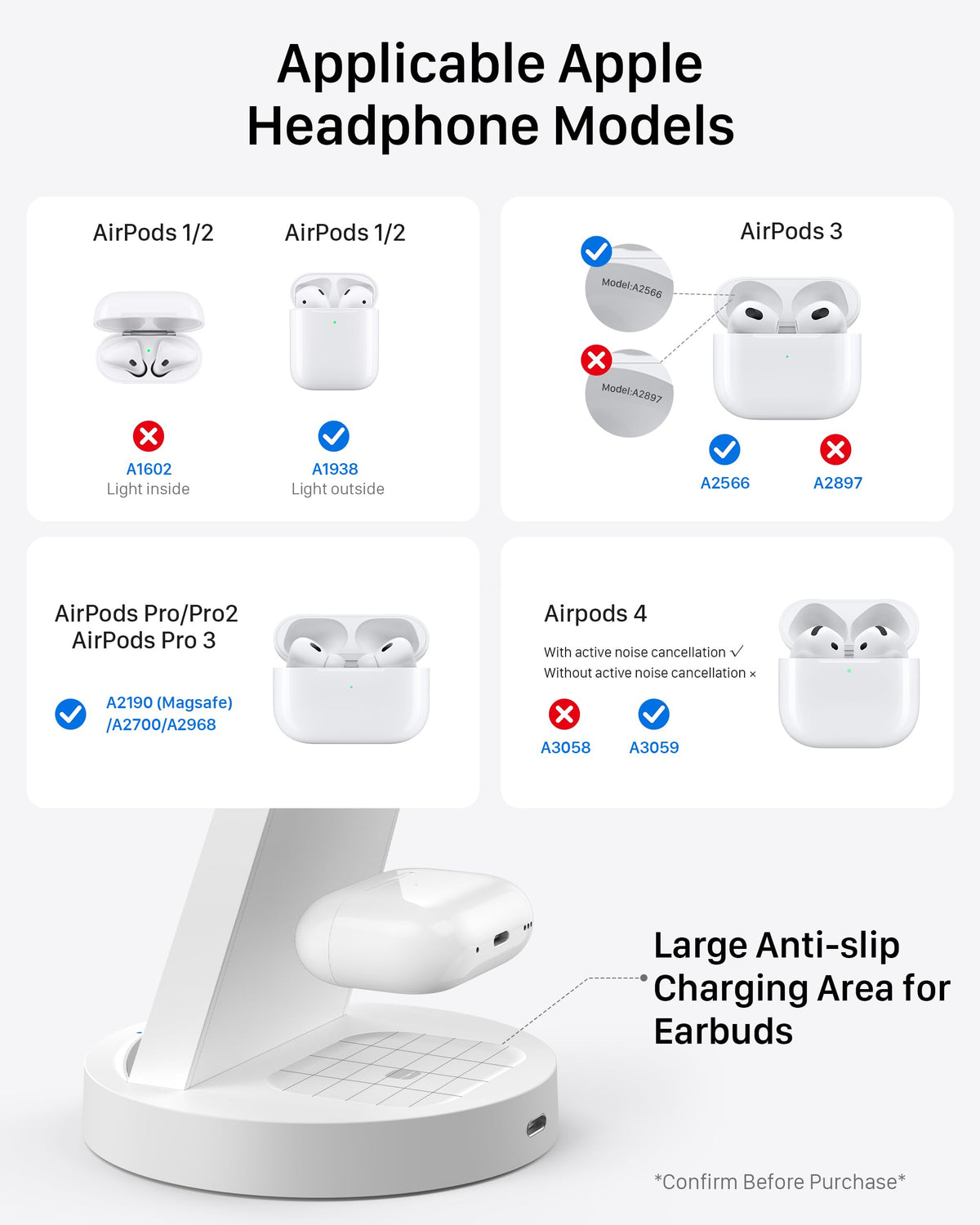 Anlmz 3 in 1 Charging Station - Wireless Charger for Apple Multiple Devices