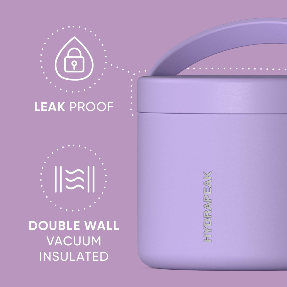 Hydrapeak 25oz Stainless Steel Vacuum Insulated Food Jar for Hot Food and Cold Food, Wide Mouth Leak-Proof Soup Jar for Adults, 10 Hours Hot and 16 Hours Cold (Black)