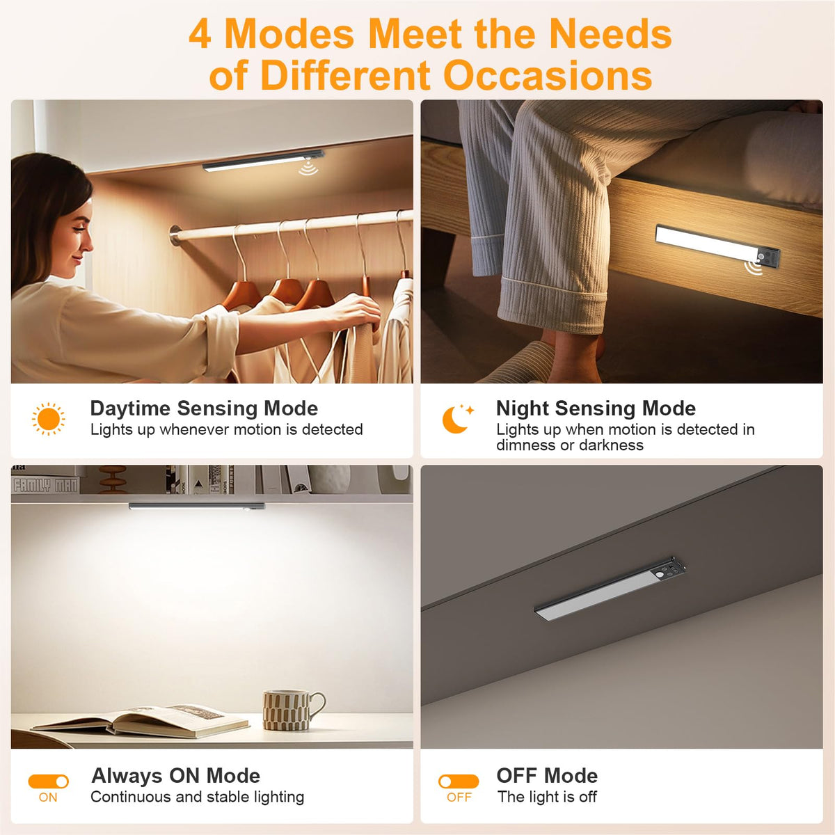 Gritin 10.2inch Under Cabinet Lighting Rechargeable 2 Pack