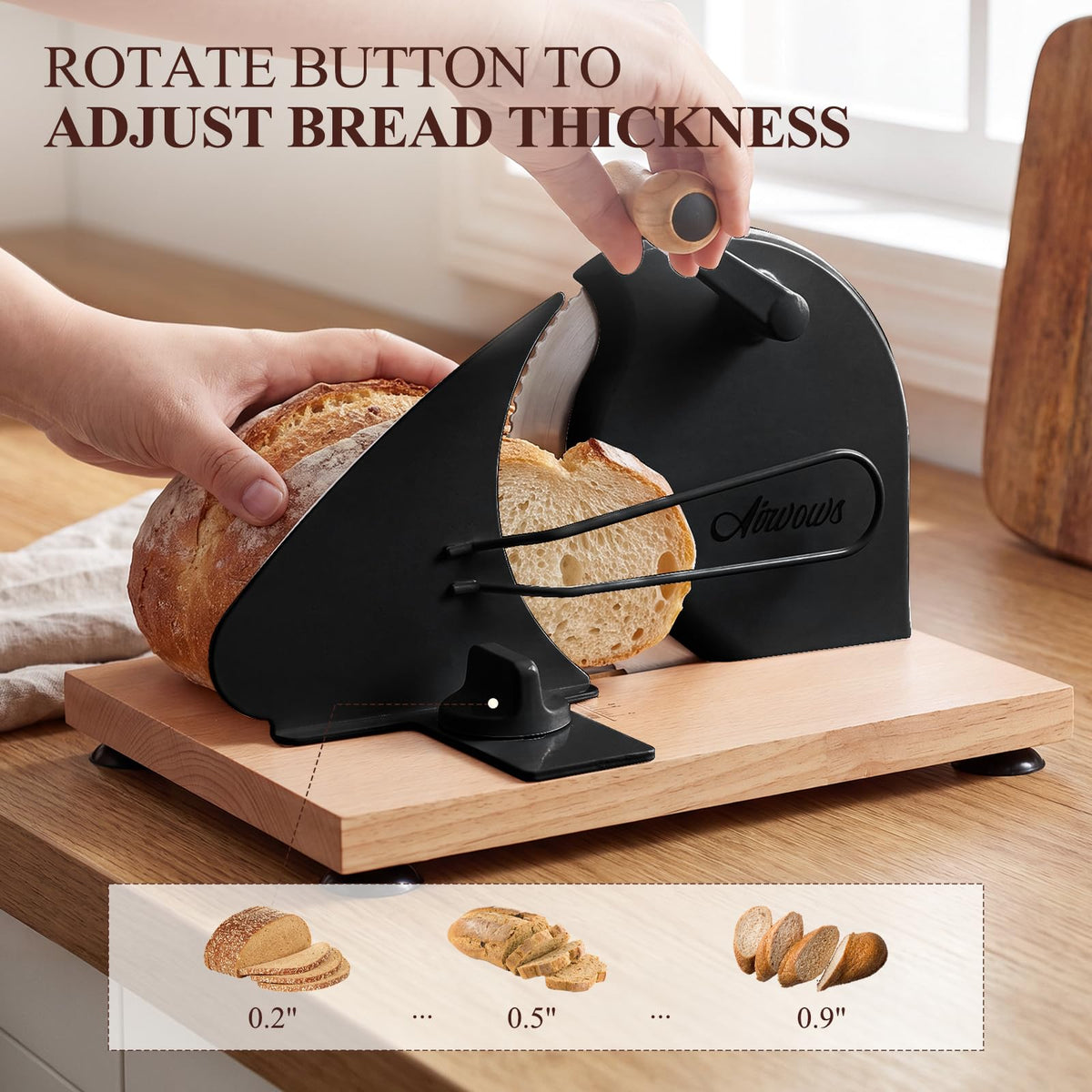 Manual Bread Slicer for Homemade Bread,Even Slicing from Thin to Thick