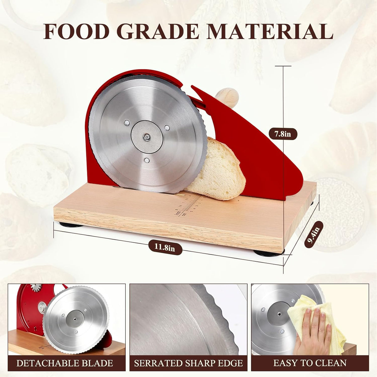 Manual Bread Slicer for Homemade Bread,Even Slicing from Thin to Thick