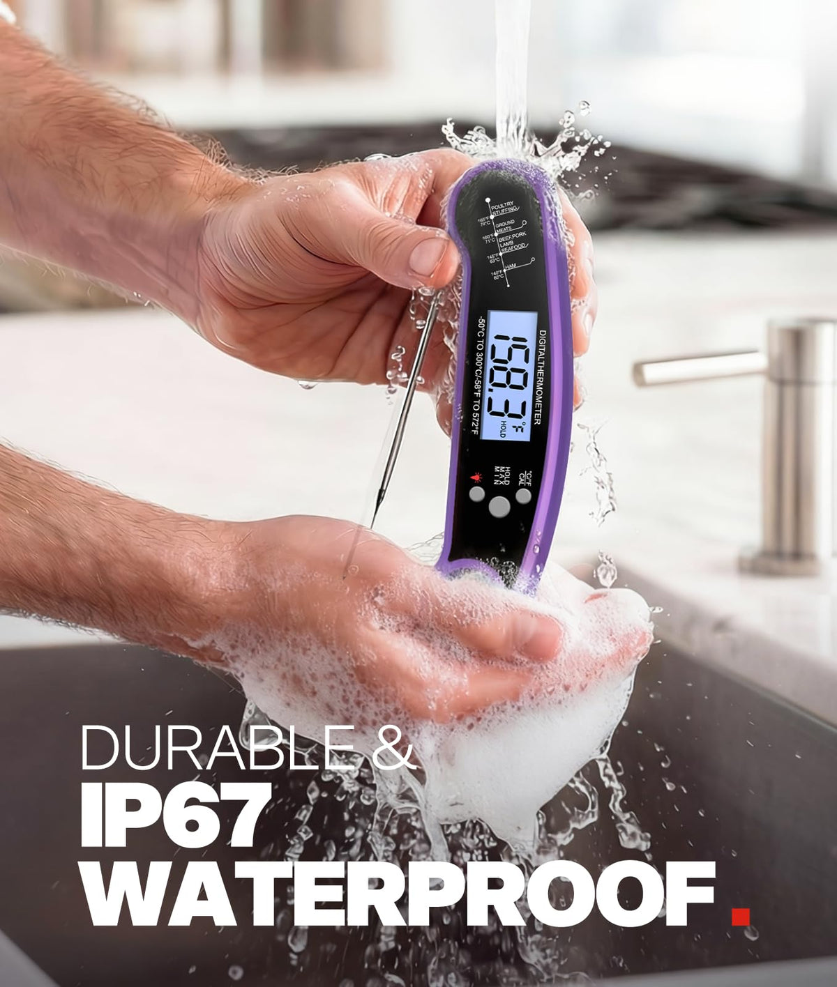 Meat Thermometer Digital, 1-2 Sec Instant Read, Grilling, Cooking, Food