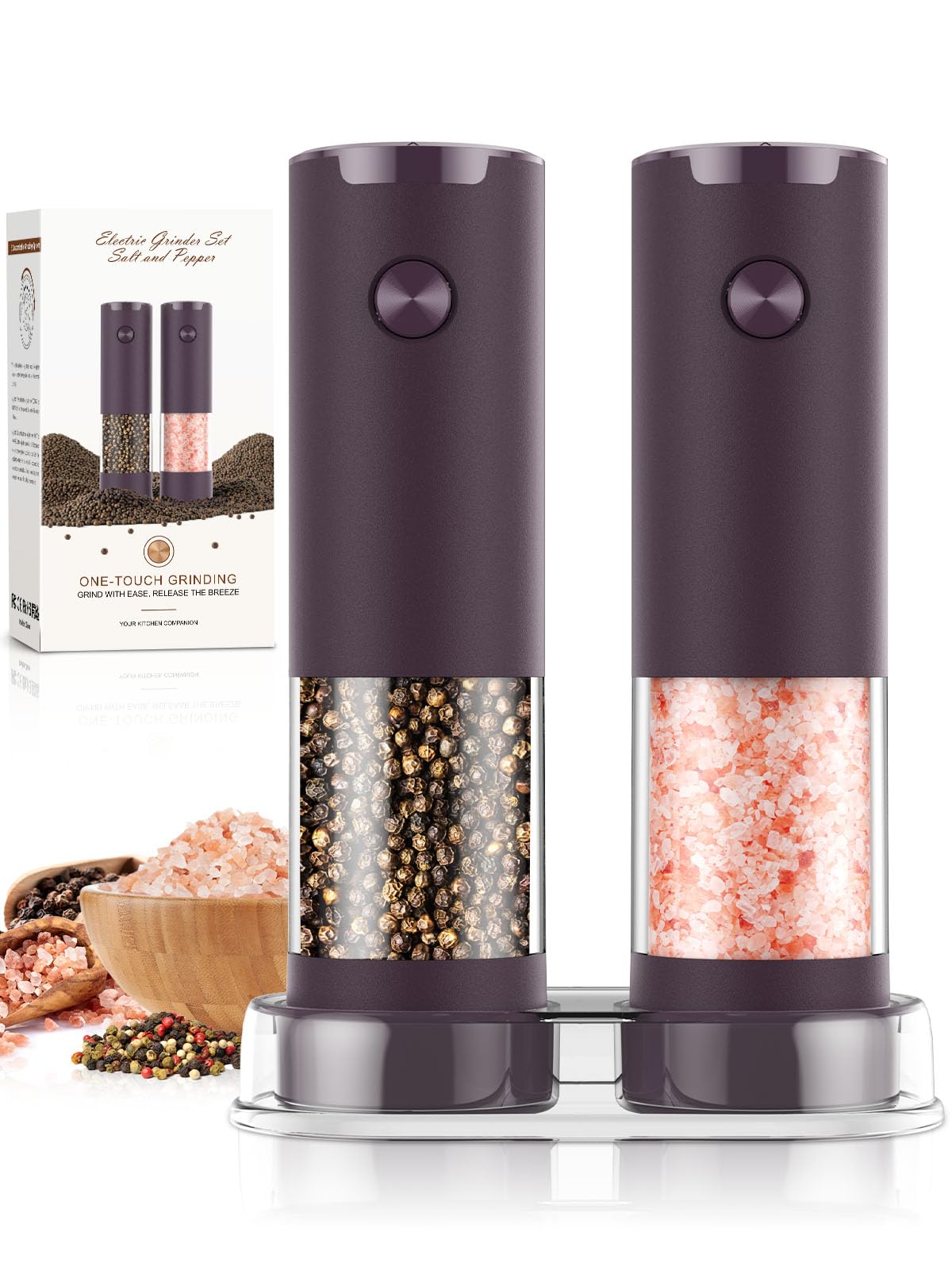 Electric Salt and Pepper Grinder Set Automatic Battery Pepper Mill Shakers Adjustable Coarseness Upgraded Larger Capacity with Led Home and Kitchen Appliances White Elephant Gifts for Women Men