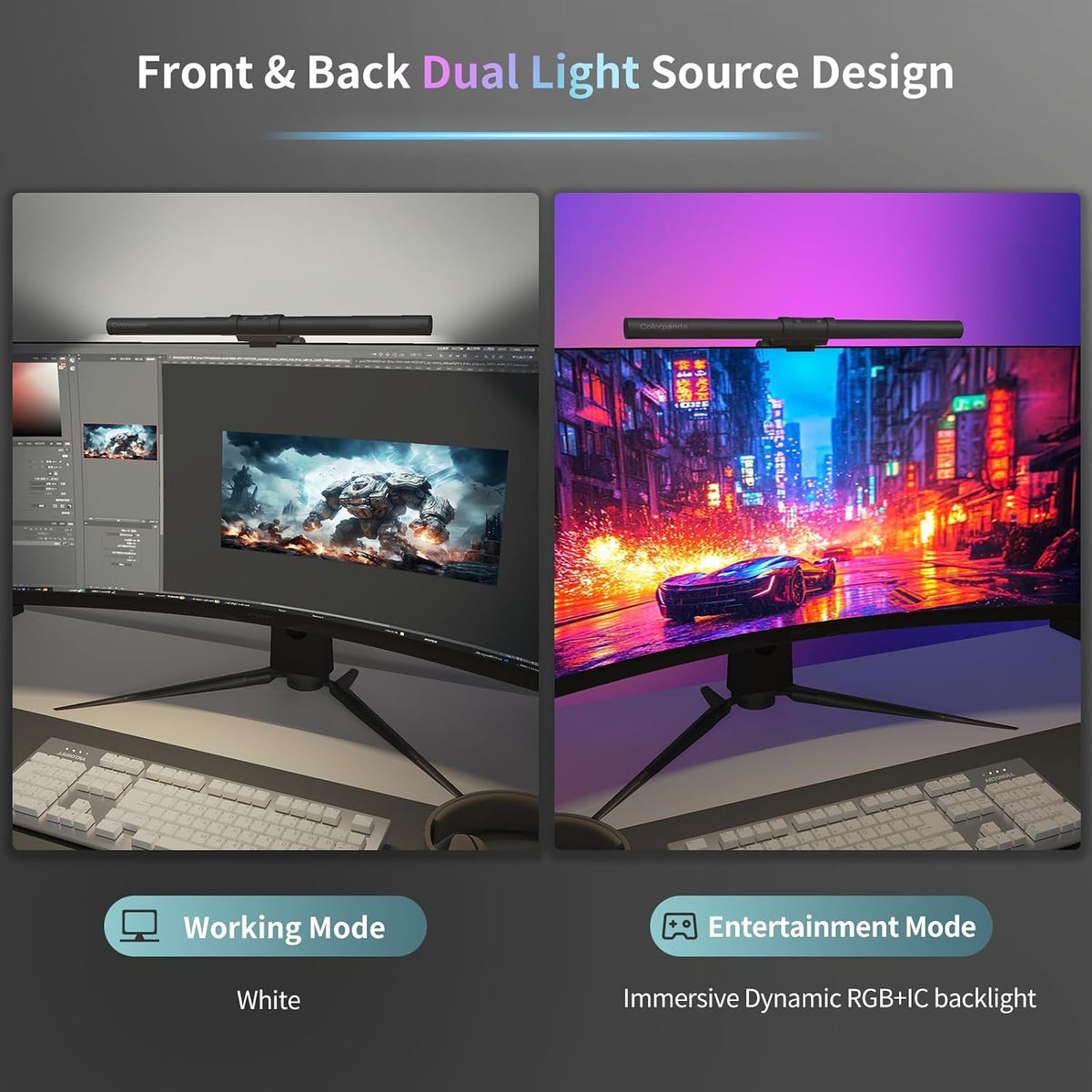 RGB Monitor Light Bar, 16.73'' USB LED Desk Lamp,Home Office Gaming