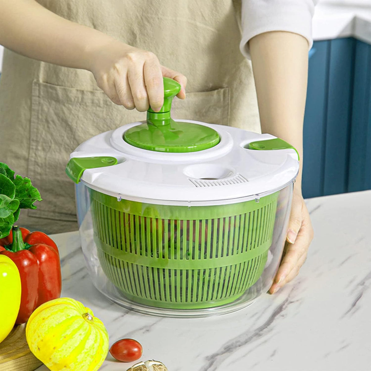 Salad Spinner, 5L Vegetable Washer & Dryer with Colander & Bowl