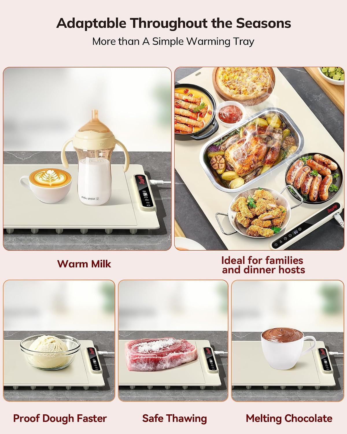 Food Warming Mat 24X16, Foldable Food Warmer for Parties