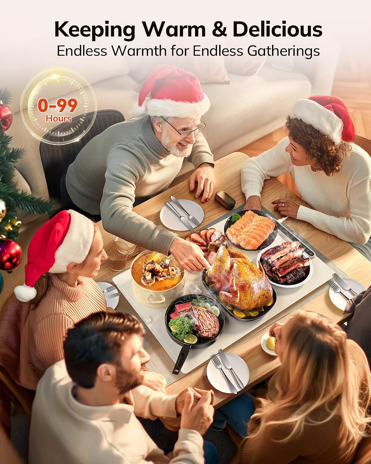 Food Warming Mat 24X16, Foldable Food Warmer for Parties