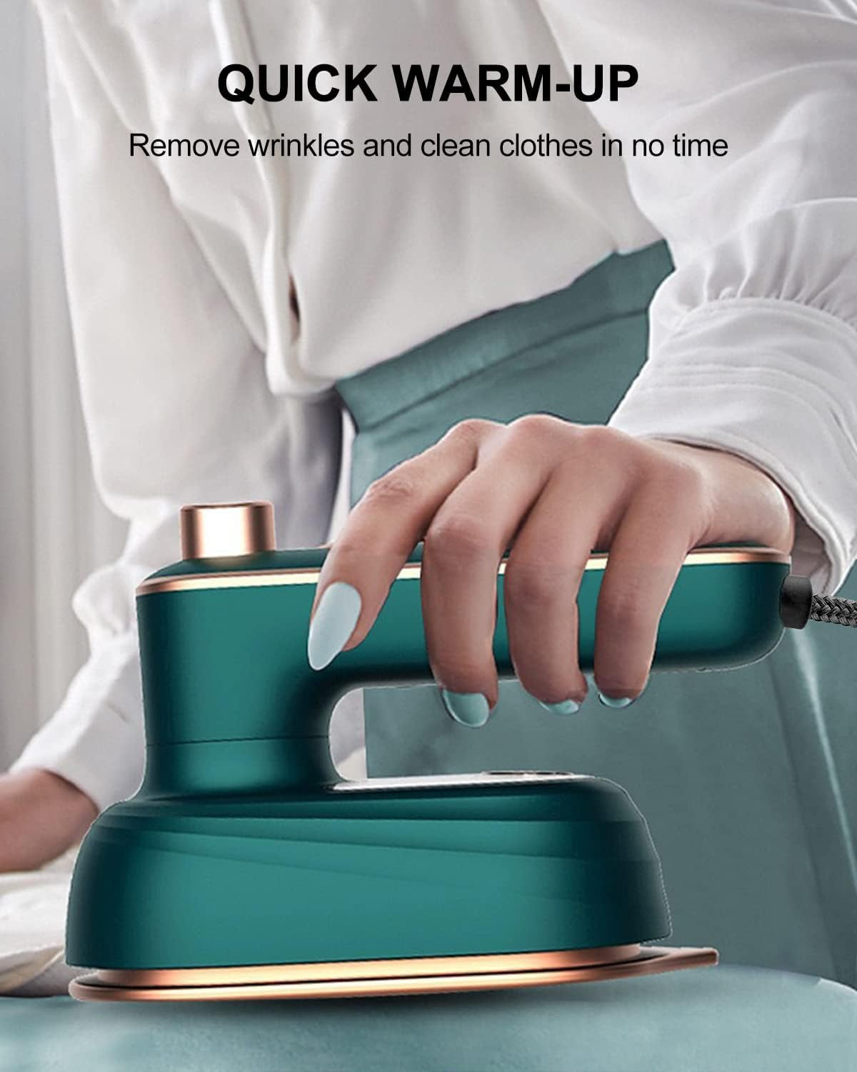 Mini Travel Iron for Clothes, Handheld Portable Electric Heat Press, Green