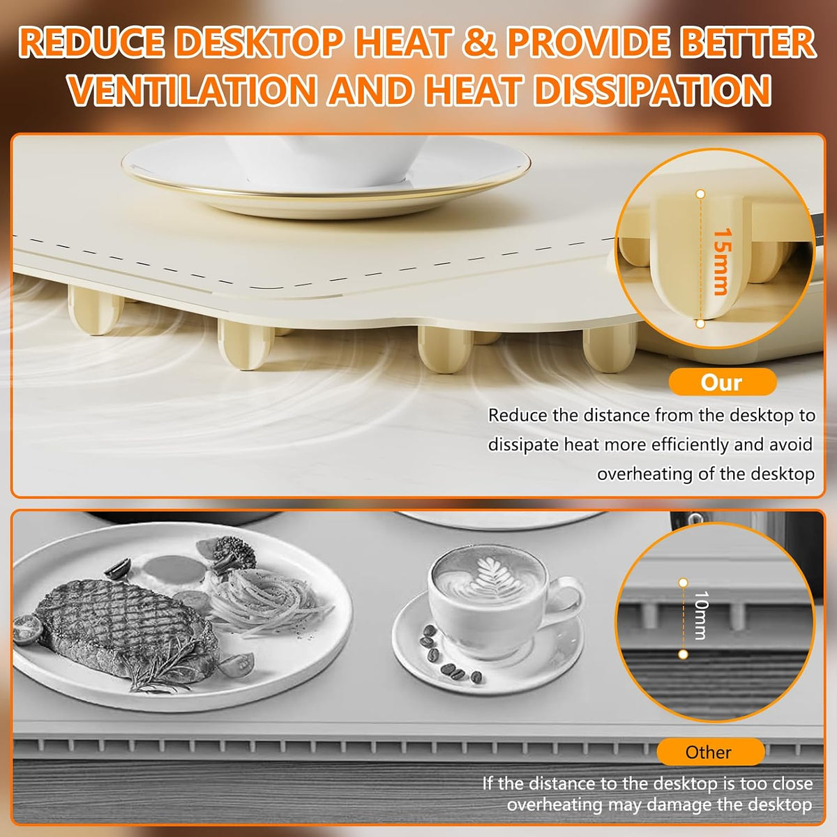 Warming Mat for Food, Electric Warming Tray, Fast Full Surface Graphene Electric Warming Tray, Extra Large Roll up Silicone Food Warming Mat, Perfect for Gatherings, Parties &Everyday Use (Beige)
