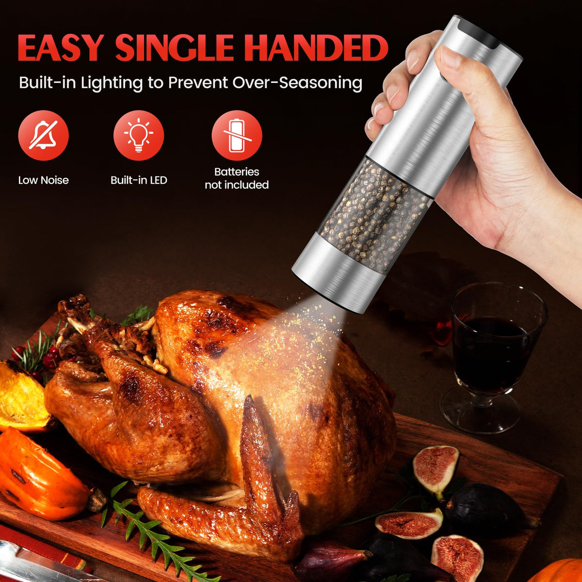 Electric Salt and Pepper Grinder Set Automatic Battery Pepper Mill Shakers Adjustable Coarseness Upgraded Larger Capacity with Led Home and Kitchen Appliances White Elephant Gifts for Women Men