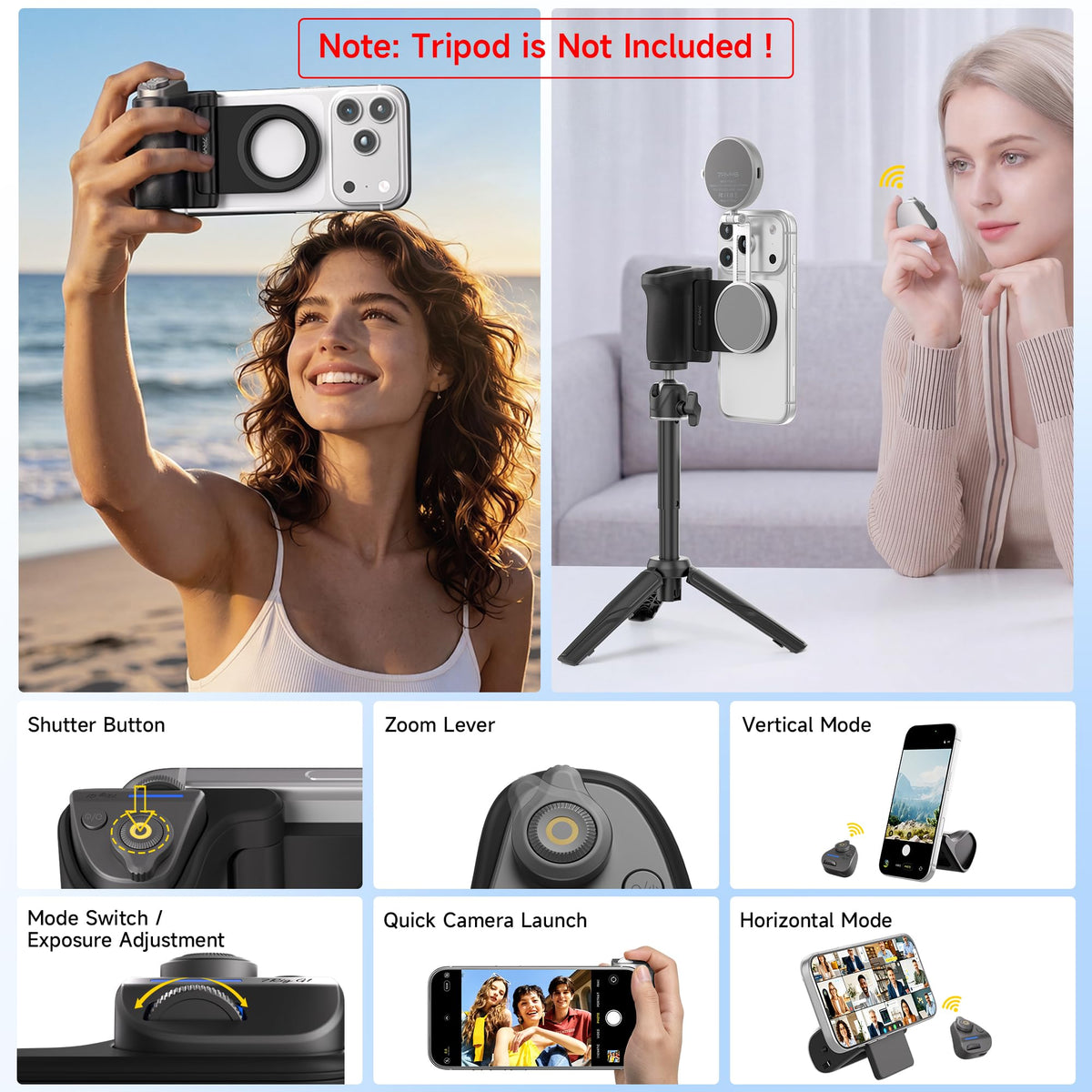 7RYMS 7RIG G1 Magnetic Phone Camera Grip for iPhone Android-Wireless Remote