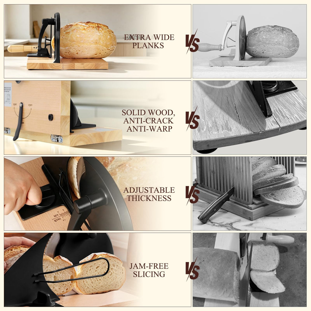 Manual Bread Slicer for Homemade Bread,Even Slicing from Thin to Thick