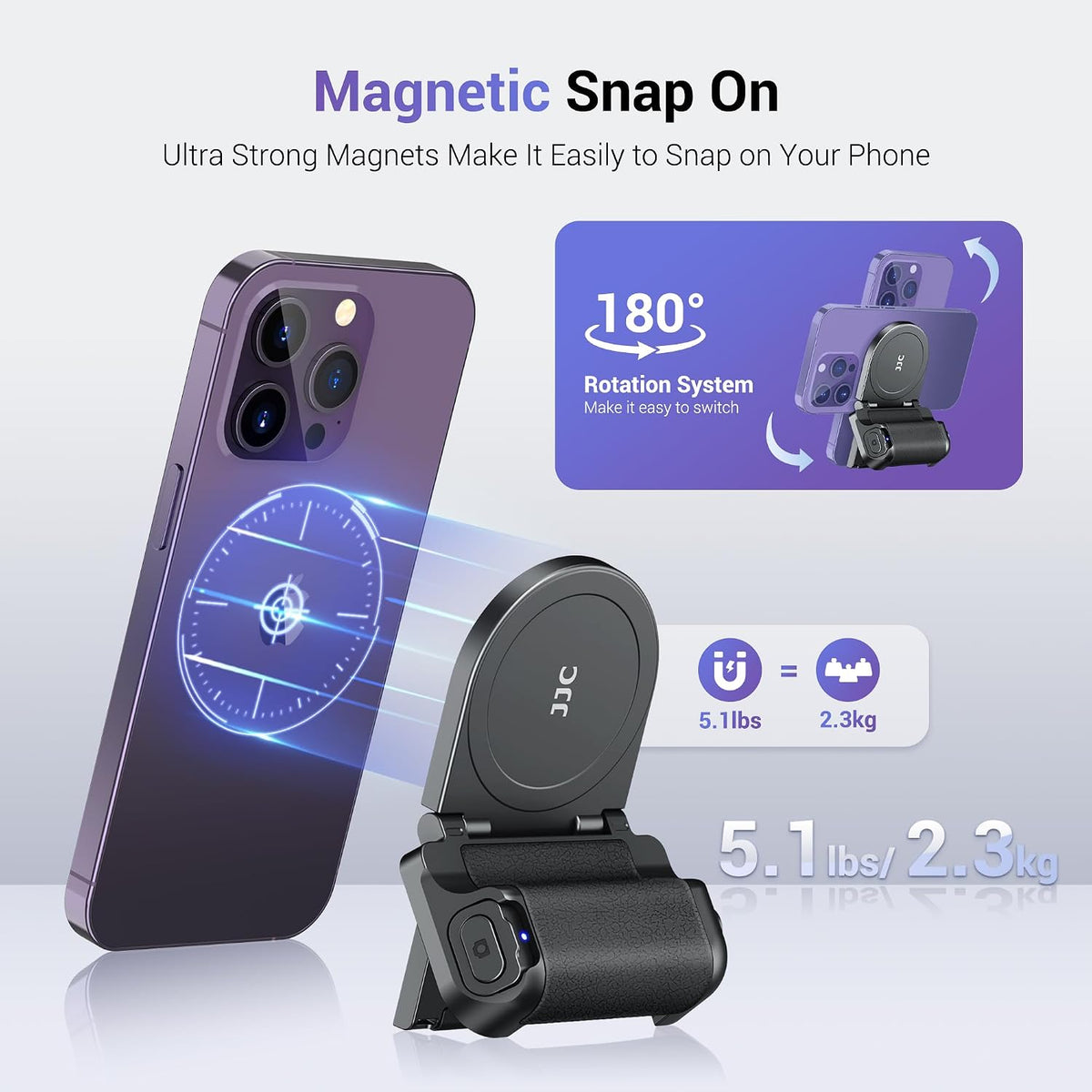 Magnetic Phone Camera Grip Shooting Holder W Tripod Mount & Shutter Remote