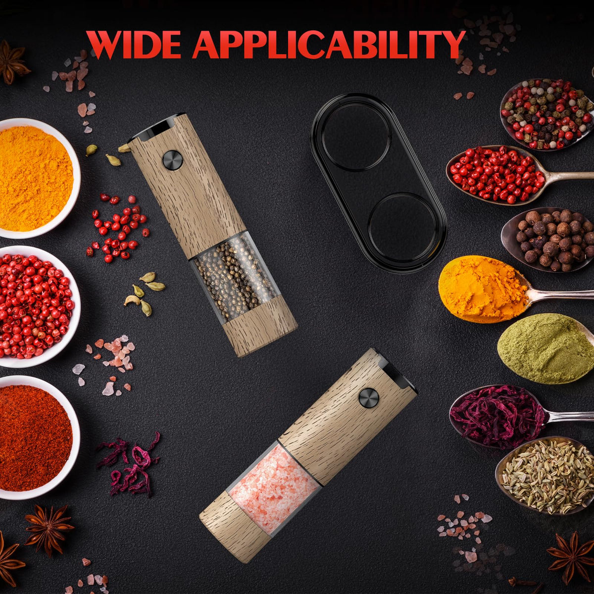 Electric Salt and Pepper Grinder Set Automatic Battery Pepper Mill Shakers Adjustable Coarseness Upgraded Larger Capacity with Led Home and Kitchen Appliances White Elephant Gifts for Women Men