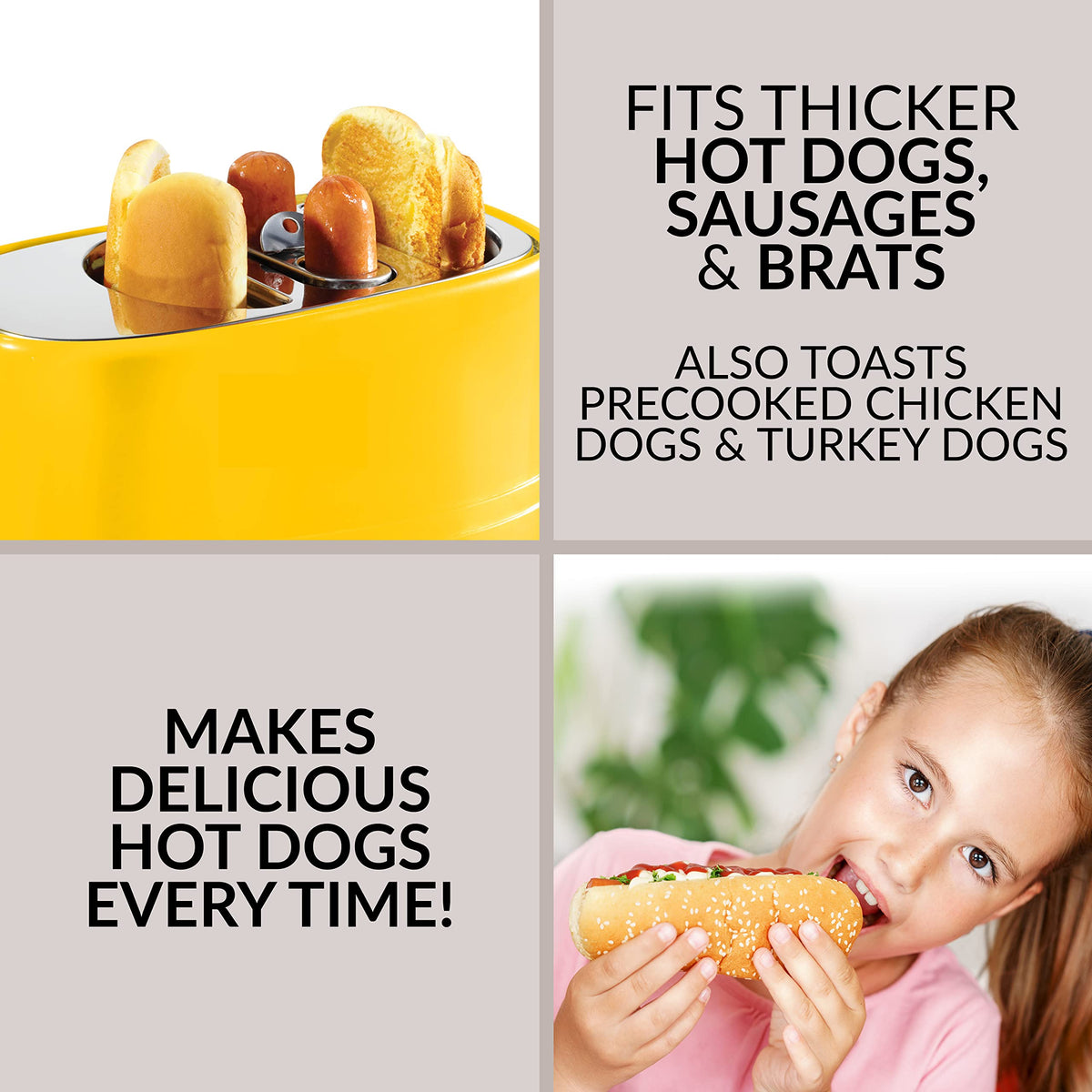 Nostalgia 2 Slot Hot Dog and Bun Toaster with Mini Tongs, Retro Hot Dog Toaster, Hot Dog Cooker that Works with Chicken, Turkey, Veggie Links, Sausages and Brats, Metallic Red