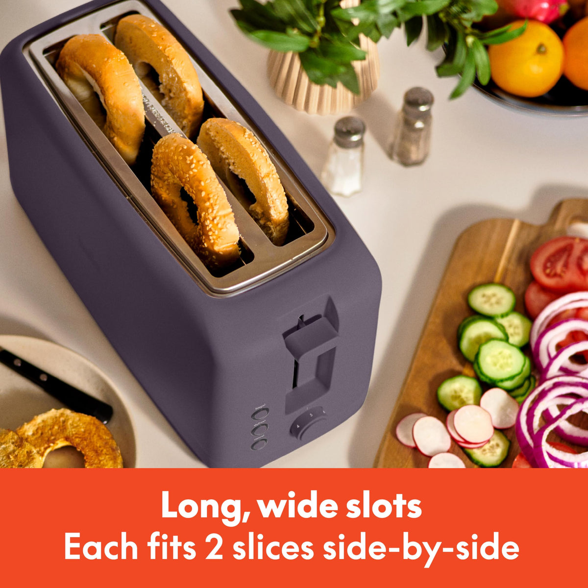 bella Fits-Anywhere™ 2-Slice Slim Toaster, Long Slot & Extra Wide, Oatmilk