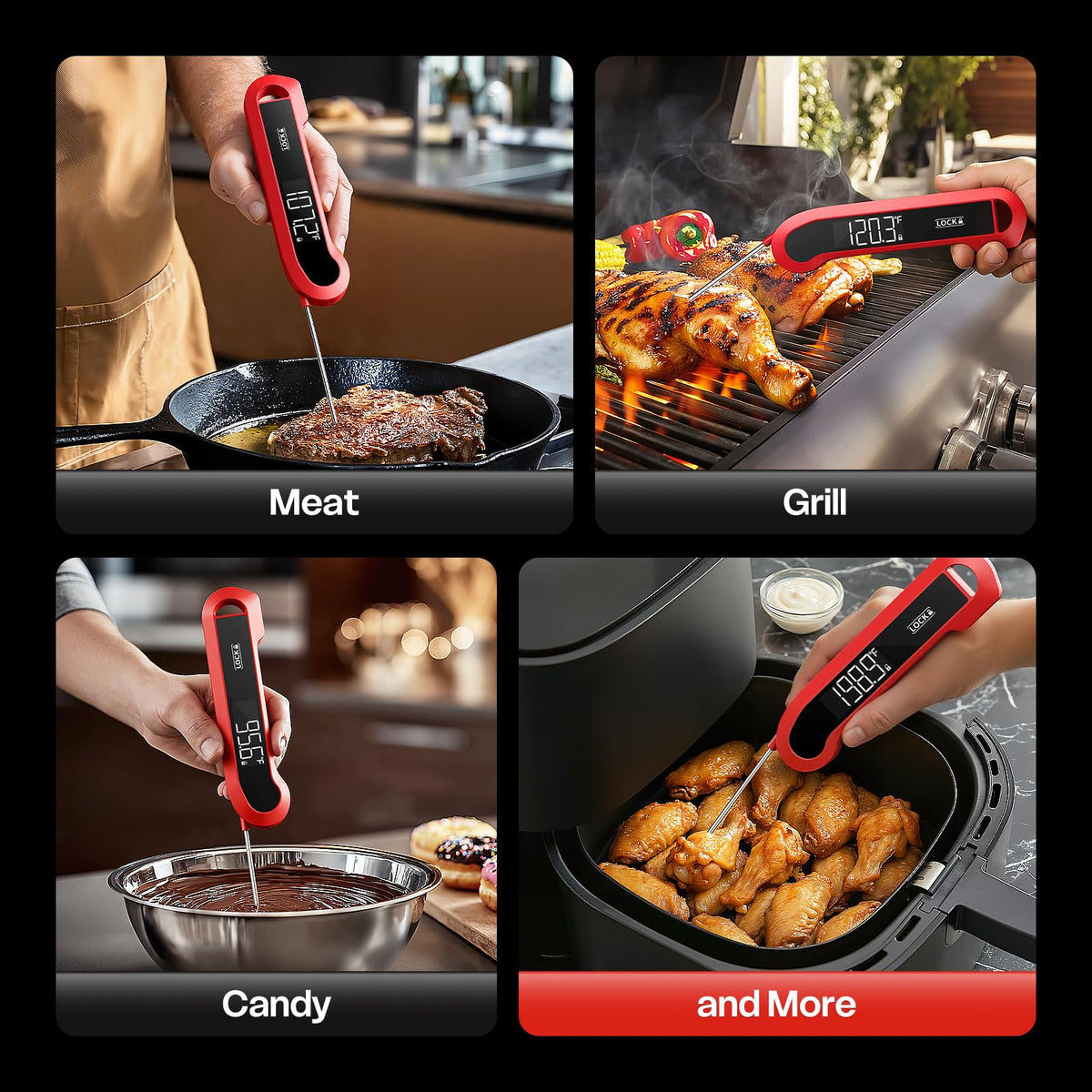 Meat Thermometer Digital, 1-2 Sec Instant Read, Grilling, Cooking, Food