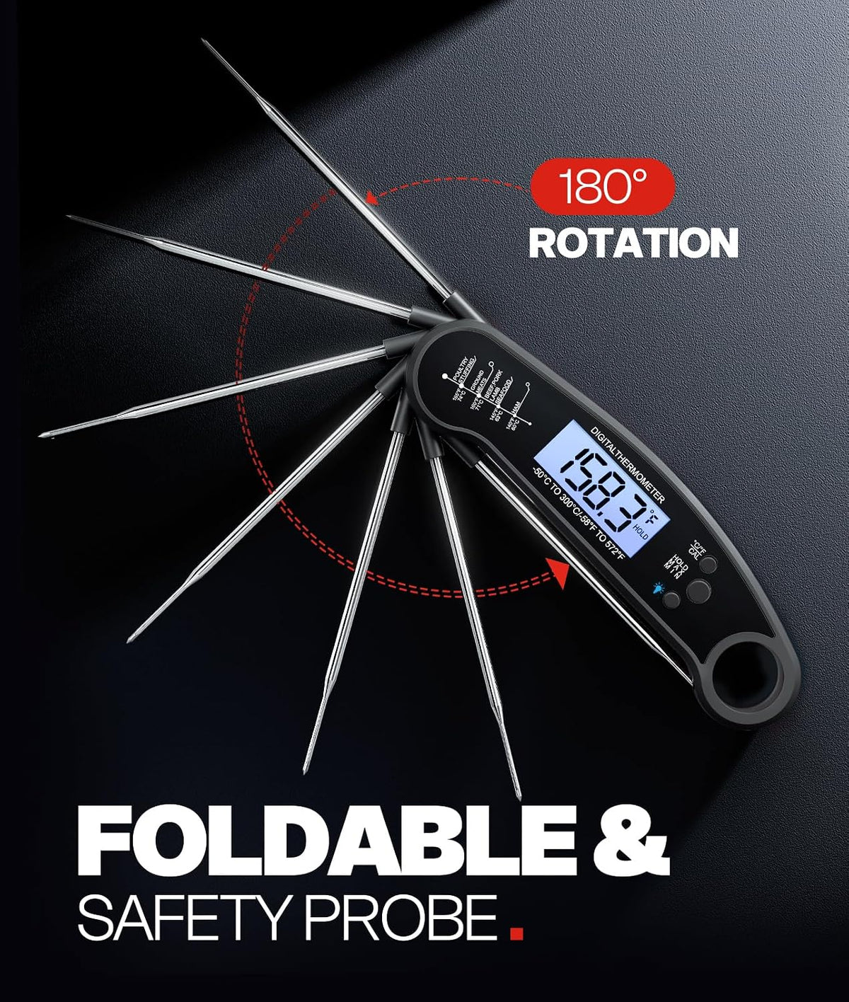 Meat Thermometer Digital, 1-2 Sec Instant Read, Grilling, Cooking, Food