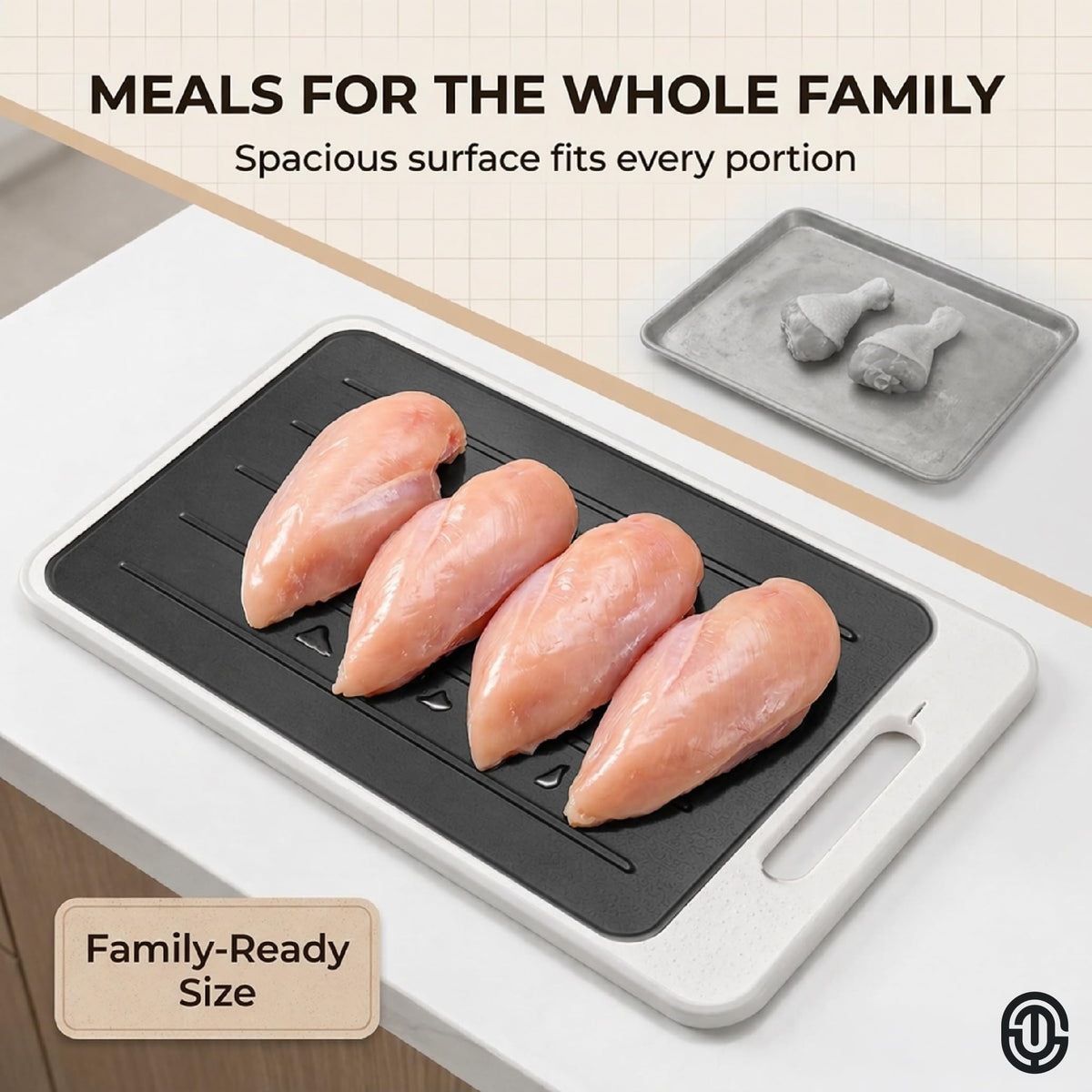 4-in-1 Defrosting Tray for Frozen Meat, Thawing Plate with Cutting Board