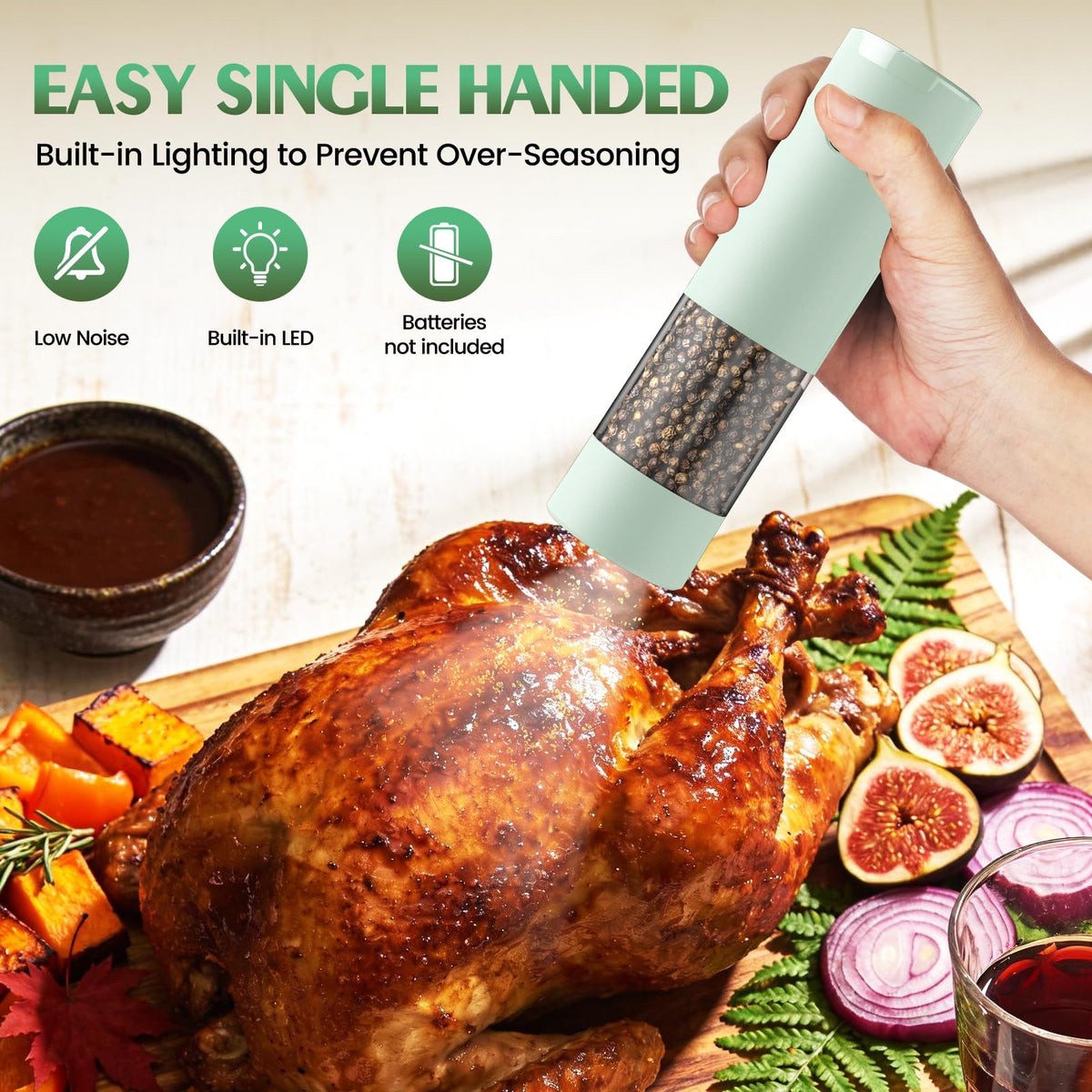 Electric Salt and Pepper Grinder Set Automatic Battery Pepper Mill Shakers Adjustable Coarseness Upgraded Larger Capacity with Led Home and Kitchen Appliances White Elephant Gifts for Women Men
