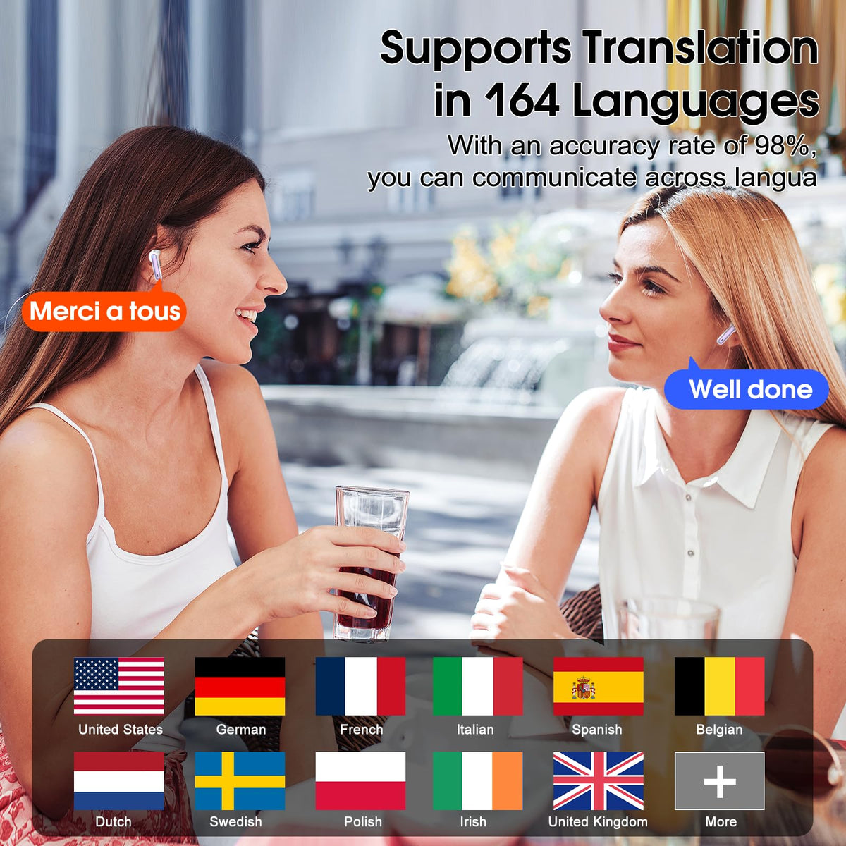 Real Time AI Translation Earbuds 165 Languages 6 Modes No Subscription