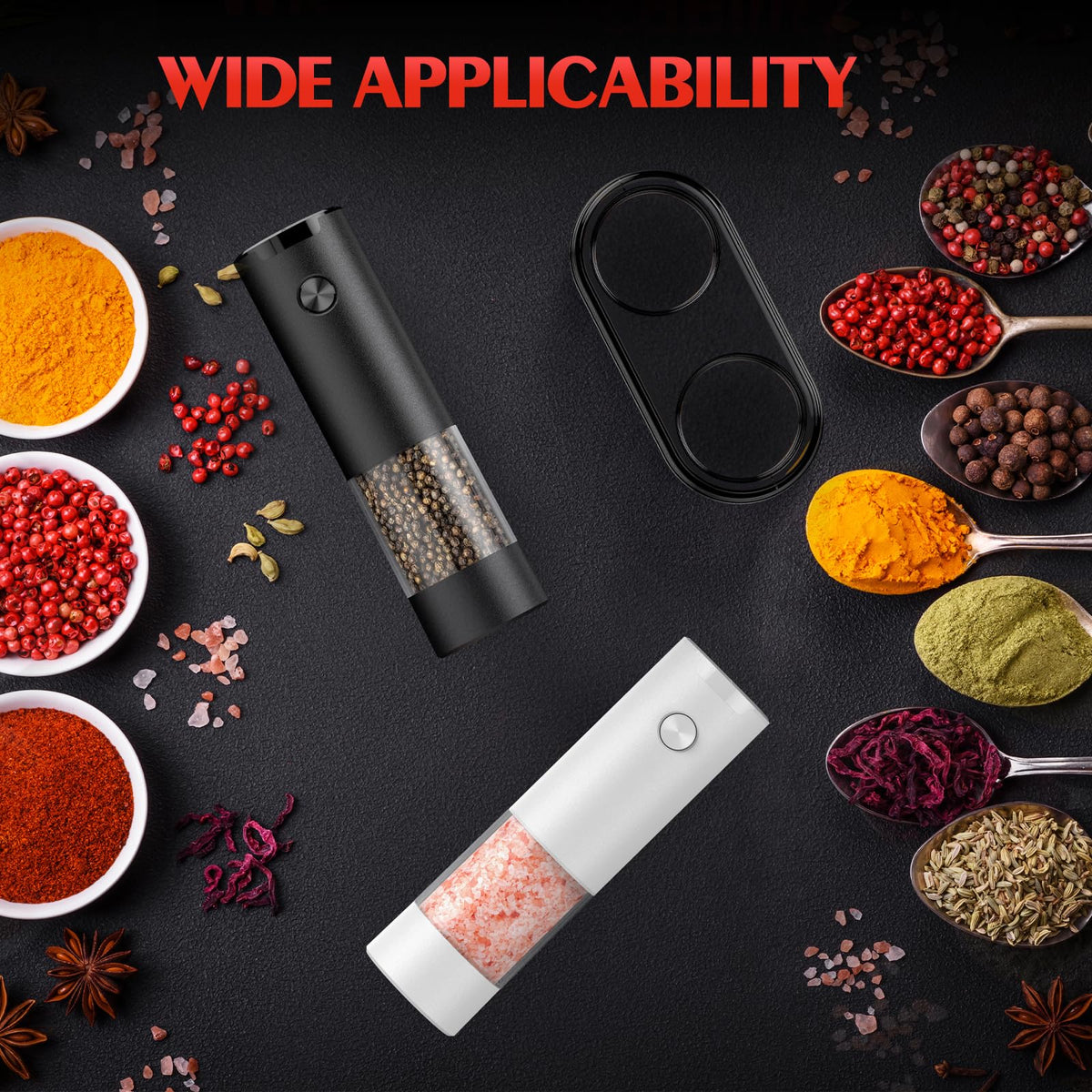 Electric Salt and Pepper Grinder Set Automatic Battery Pepper Mill Shakers Adjustable Coarseness Upgraded Larger Capacity with Led Home and Kitchen Appliances White Elephant Gifts for Women Men