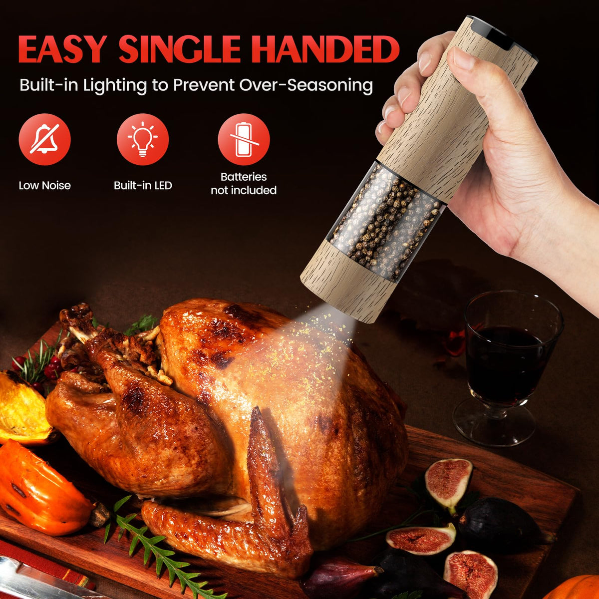 Electric Salt and Pepper Grinder Set Automatic Battery Pepper Mill Shakers Adjustable Coarseness Upgraded Larger Capacity with Led Home and Kitchen Appliances White Elephant Gifts for Women Men