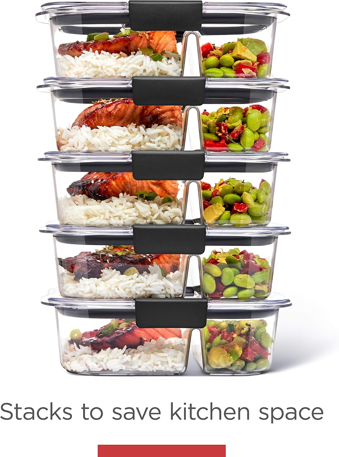 Rubbermaid Brilliance Tritan Plastic Food Storage Containers BPA Free Airtight Lids Ideal for Lunch Meal Prep & Leftovers Set of 5 (3.2 Cup)