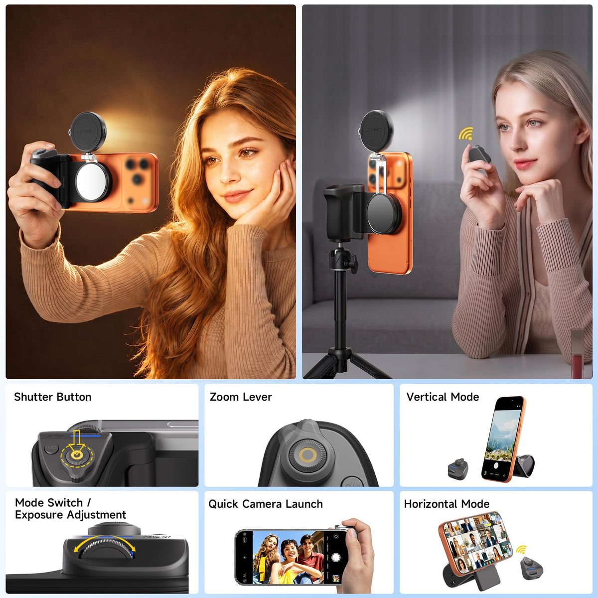 7RYMS 7RIG G1 Magnetic Phone Camera Grip for iPhone Android-Wireless Remote