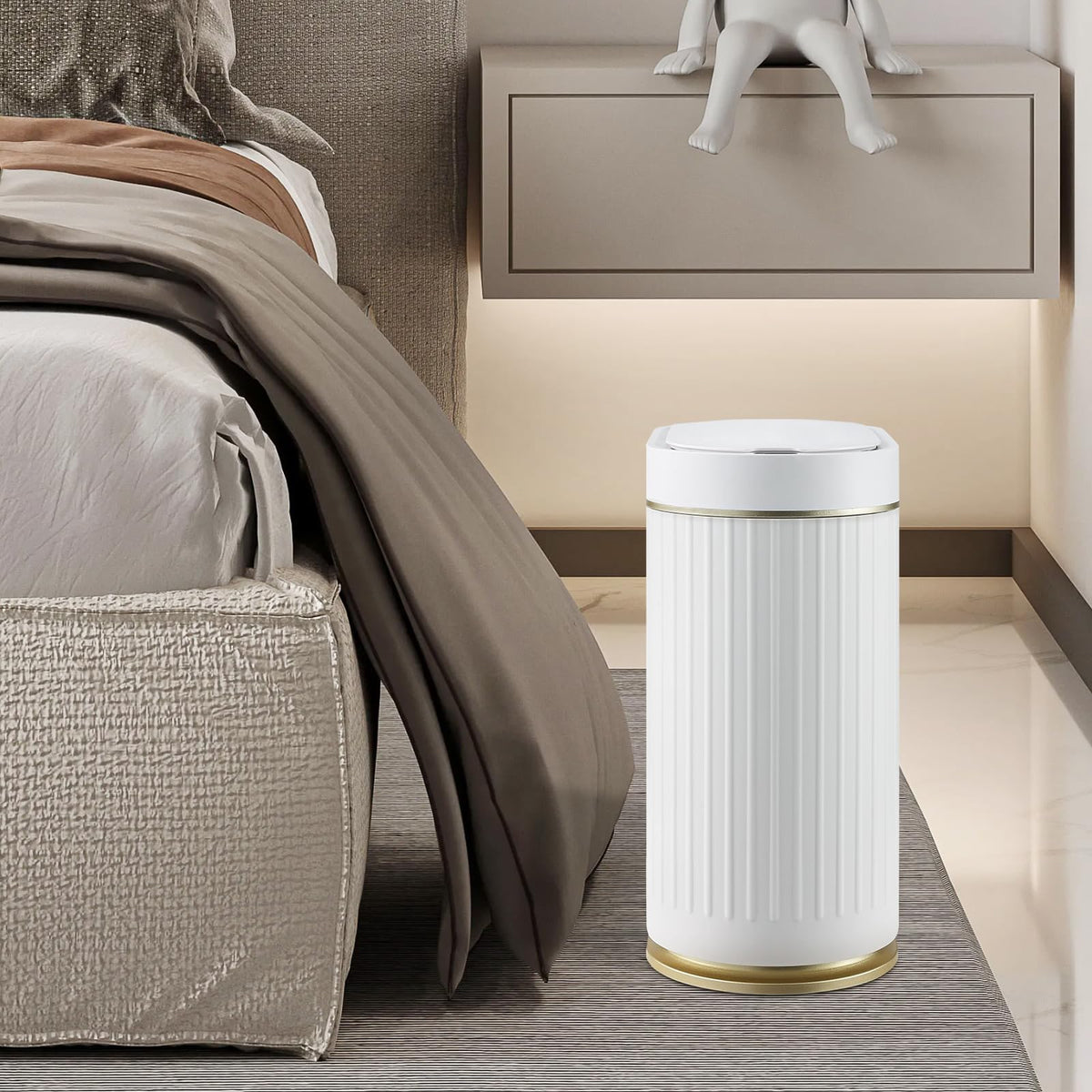 SYNCVIBE Bathroom Sensor Trash Can with Lid, 2 Gallon, Black Gold