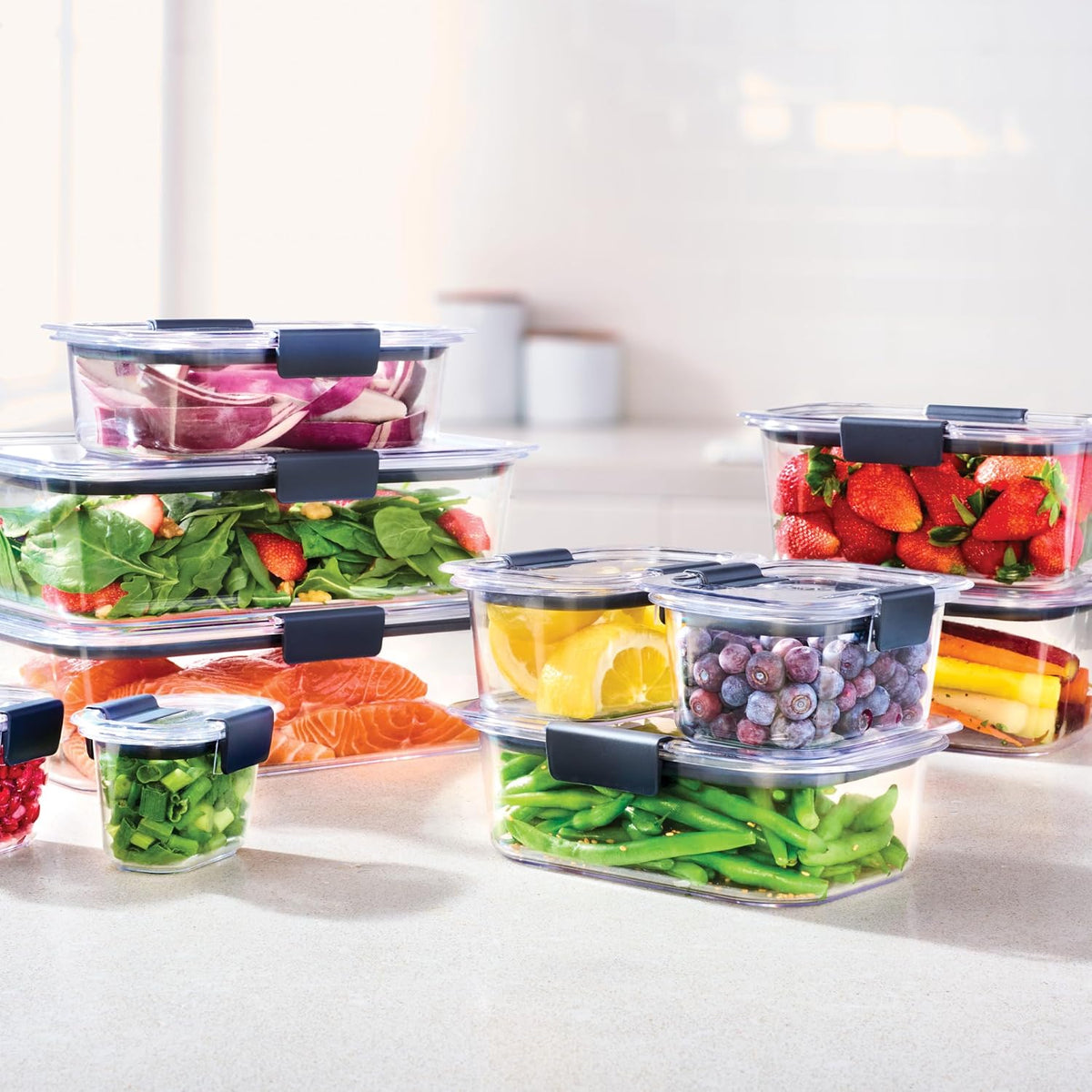 Rubbermaid Brilliance Tritan Plastic Food Storage Containers BPA Free Airtight Lids Ideal for Lunch Meal Prep & Leftovers Set of 5 (3.2 Cup)