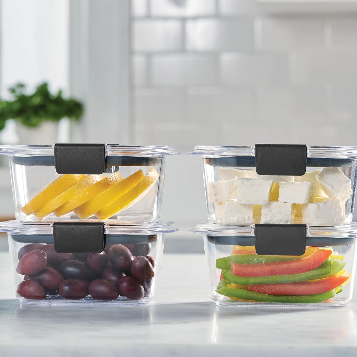 Rubbermaid Brilliance Tritan Plastic Food Storage Containers BPA Free Airtight Lids Ideal for Lunch Meal Prep & Leftovers Set of 5 (3.2 Cup)