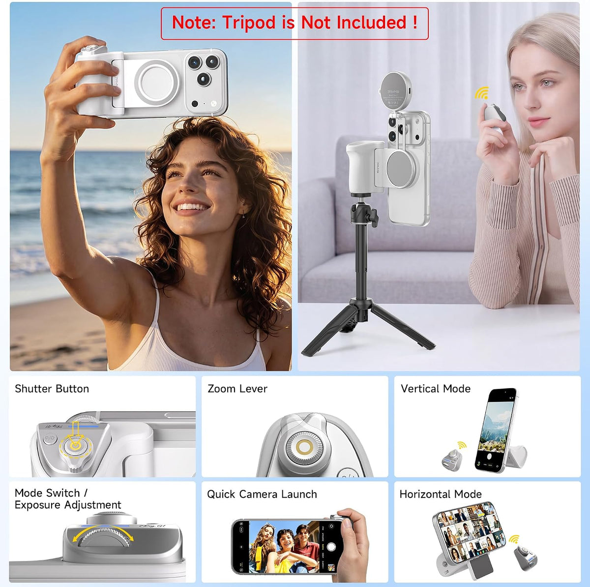 7RYMS 7RIG G1 Magnetic Phone Camera Grip for iPhone Android-Wireless Remote