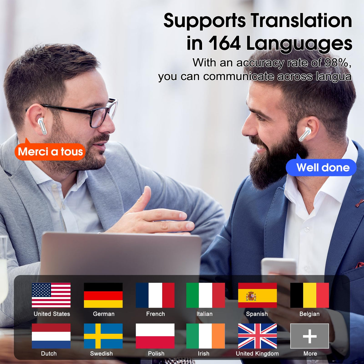 Real Time AI Translation Earbuds 165 Languages 6 Modes No Subscription