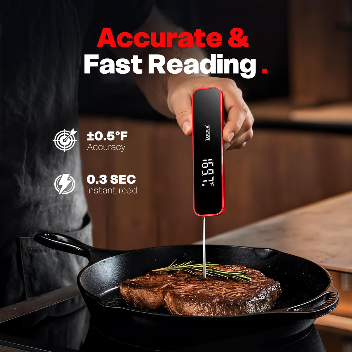 Meat Thermometer Digital, 1-2 Sec Instant Read, Grilling, Cooking, Food