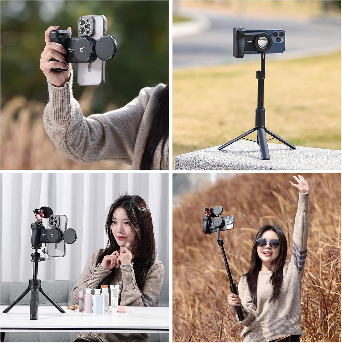 ULANZI MA35 Selfie Phone Tripod Mount, 2-in-1 Magnetic &Phone Clip Grip