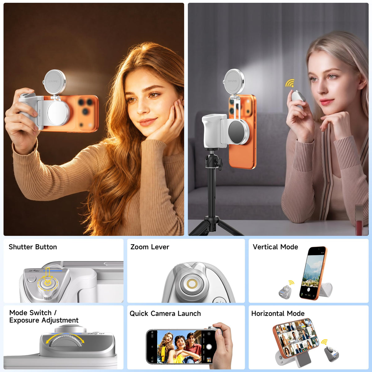 7RYMS 7RIG G1 Magnetic Phone Camera Grip for iPhone Android-Wireless Remote