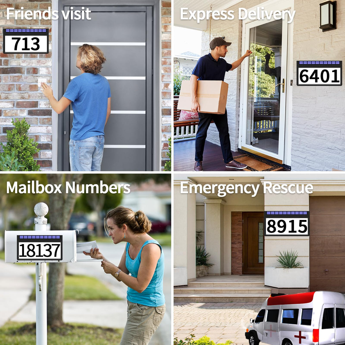 11.8 Inch Solar Powered Address Sign, Larger Size House Number Plaque
