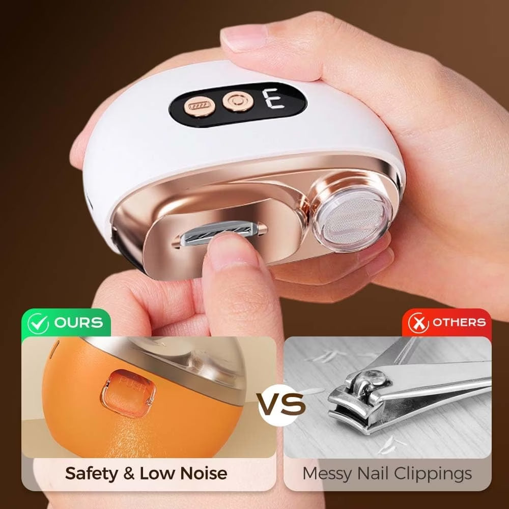 Multi-Functional Electric Nail Trimmer, 2025 Upgraded 2 in 1 Electric Polishing Automatic Nail Clippers, Electric Nail Clipper with 3 Speed Levels, Safe and Convenient Nail Trimmer (White)