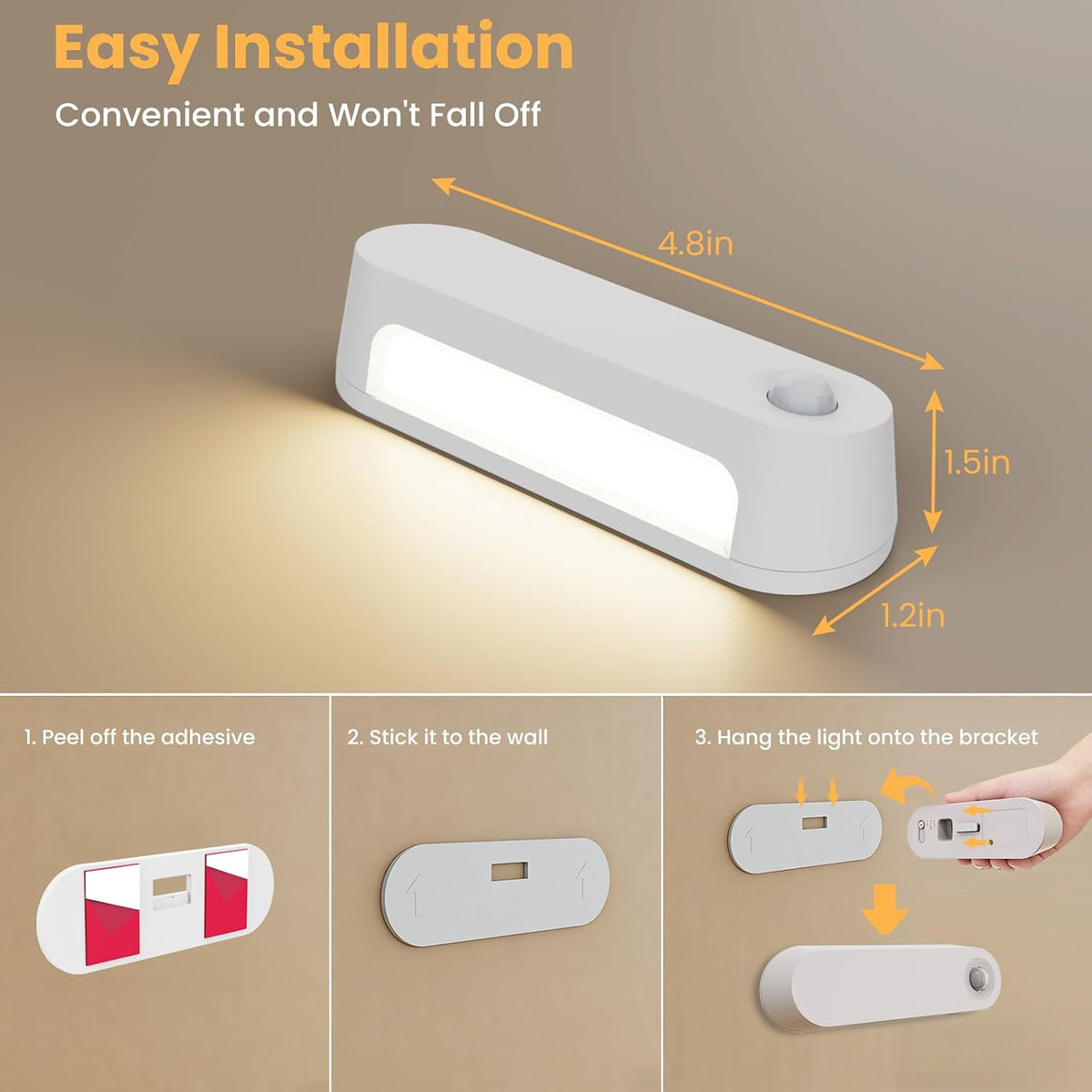 Motion Sensor Night Light, 1800Mah Battery Operated Lights, 80LM