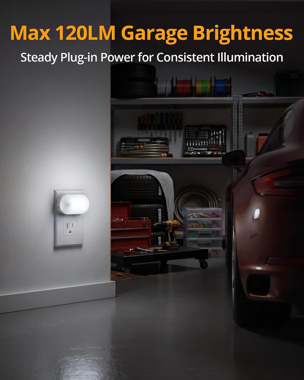 120 Lumens Ultra Bright Plug-In Motion Sensor Night Light, 4-Pack